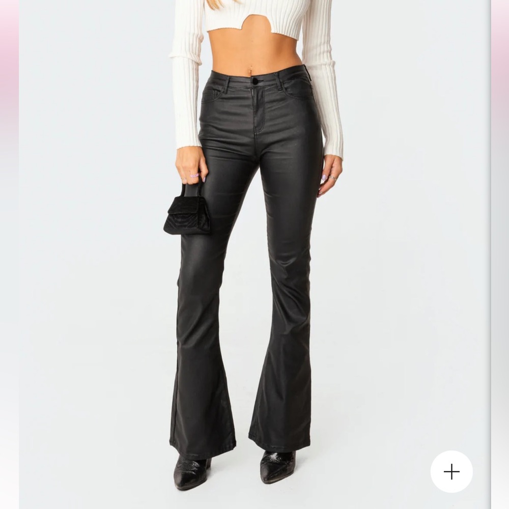 Edikted Luna faux leather flare jeans